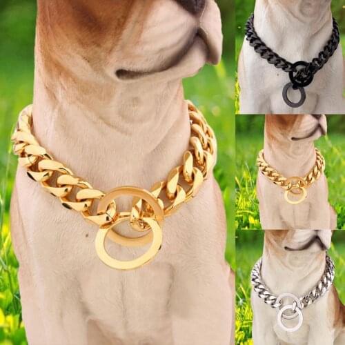Collar Non-scalable Anti-Chew Stainless Steel Dog Chain Collar for Sports Dog Chain