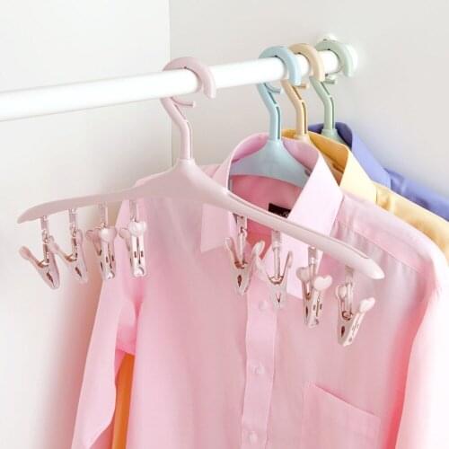 OTHERHOUSE 8 Clip Clothing Rack Hangers For Clothes Drying Rack For Bra Socks Underware Briefs Portable Clothespin Drying Clips