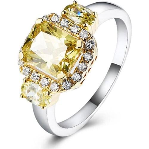 Real 925 Sterling Silver Jewelry Rings for Women with Citrine Gemstone Wholesale Fine Jewelry Anniversary Ring Gift