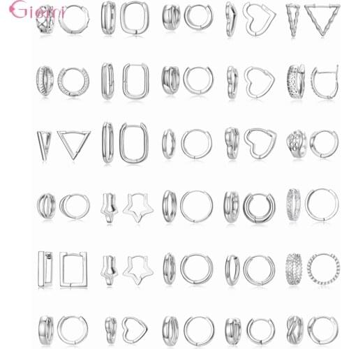 100% Real 925 Sterling Silver Classic Simple Style Multiple Models Option Hoop Earrings For Women Wedding Jewelry Accessories
