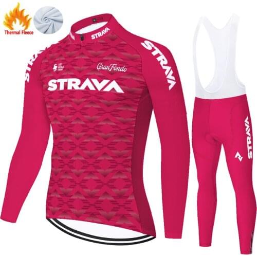 STRAVA team tricotas de ciclismo hombre ​​Winter Thermal Fleece warm uniforme ciclismo hombre​ ​​20D gel pad cycling suit