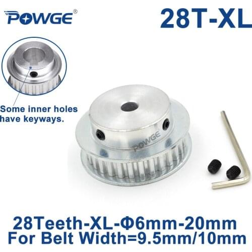 POWGE Trapezoid 28 Teeth XL Timing pulley Bore 6/6.35/8/10/12/14/16/17/18/19/20mm for width 10mm XL Synchronous Belt 28teeth 28T