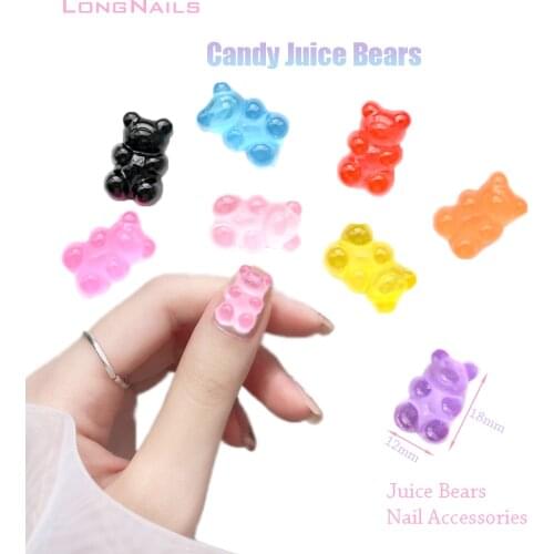 12*18mm Summer Juice Bears Nail Decorations 20pcs/Bag Resin Phone/Headwear Child Bears Ornament DIY Accessory Cute Nail Decor 40