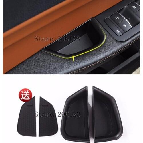 2pcs Front Row Door Storage Box For Alfa Romeo Giulia 2017 2018 Black Tray With mat