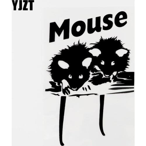 YJZT 10.6CM×16.2CM For Animal Mouse Vinyl Motorcycle Car Sticker Decal Black/Silver 8C-0393