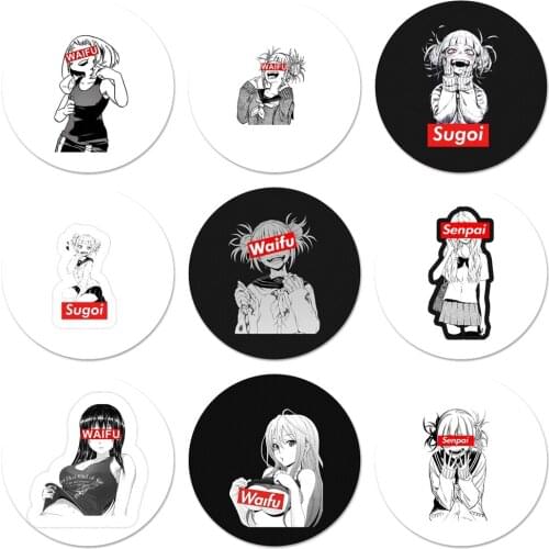 58mm Sugoi Senpai Anime Waifu Icons Pins Badge Decoration Brooches Metal Badges For Backpack Decoration