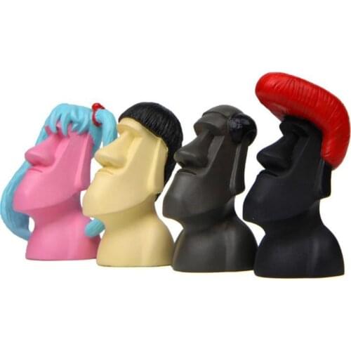 1 Pcs Creative Moai Stone Statues Easter Island Red Lips Miniature Giant Statue Desktop Decoration Cake Decorating Supplies