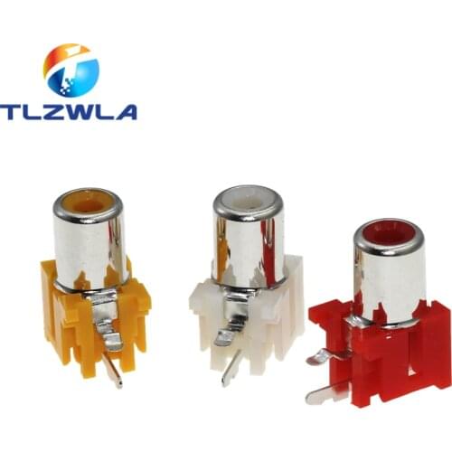 10Pcs AV-8.4-5 2x Holes 2Pins RCA Sockets 90Degree Audio Video Connecctors Jacks yellow white red