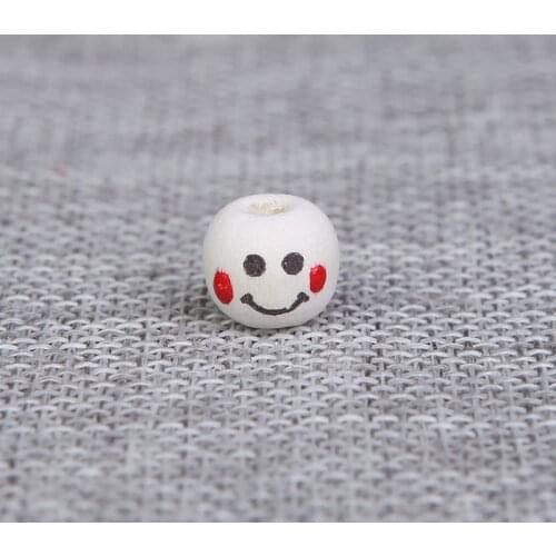 New Style DIY 100Pcs Wooden Beads Round Ball Spacer Beads For Necklace Jewelry Making Natural Wood Beads 10mm Kids Smiling Face