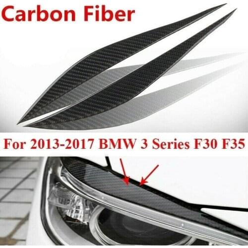 2pcs Car Headlight Eyebrow Stickers Carbon Fiber Brow Cover Decoration Accessories for For BMW 3 Series F30 F35