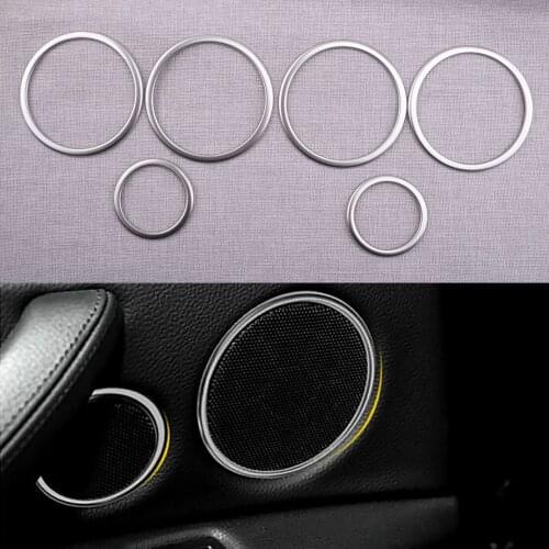 6pcs Interior Door Speaker Ring Cover Trim Silver Fit For BMW X6 E71 2008 2009 2010 2011-2013 2014 X5 E70 2007 2008 2009-2013