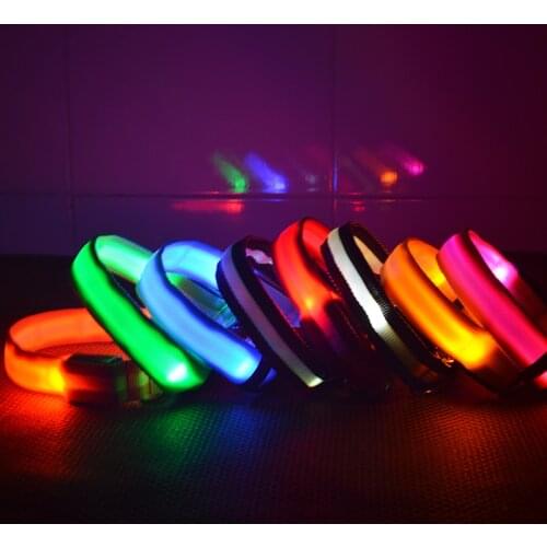 7 Colors Nylon Night Safety LED Dogs Collar Lights Flashing Glow Pet Supplies Dog LED Collars Leash