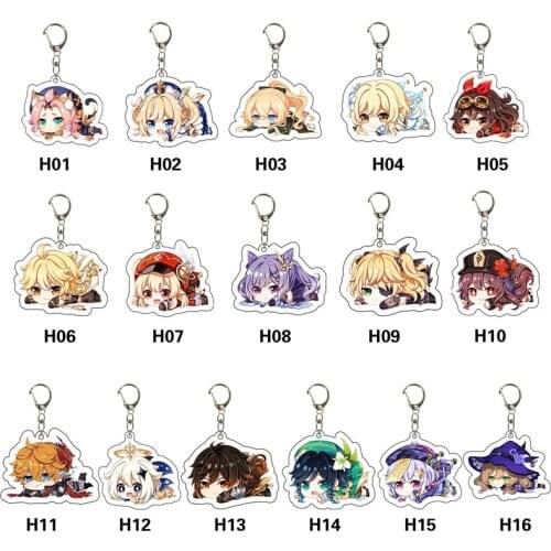 Anime Keychain Genshin Impact Zhongli Diluc Venti Hanging animal Man Key Chain Women Accessories Cute Bag Pendant Key Ring Gifts