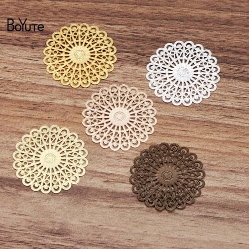 BoYuTe (20 Pieces/Lot) Wholesale Metal Brass Stamping 38MM Filigree Flower Findings Diy Hand Made Jewelry Accessories