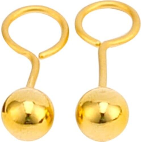 Really 24K Yellow Gold Earrings Women 999 Gold Smooth 4mm Ball Stud Earrings P6271