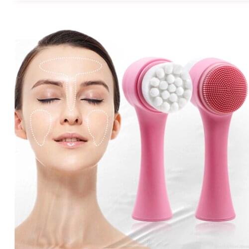 Mini 3D Double Side Silicone Face Cleanser Brush Deep Pore cleansing Skin Facial Blackhead Remover Exfoliating Massager Tool