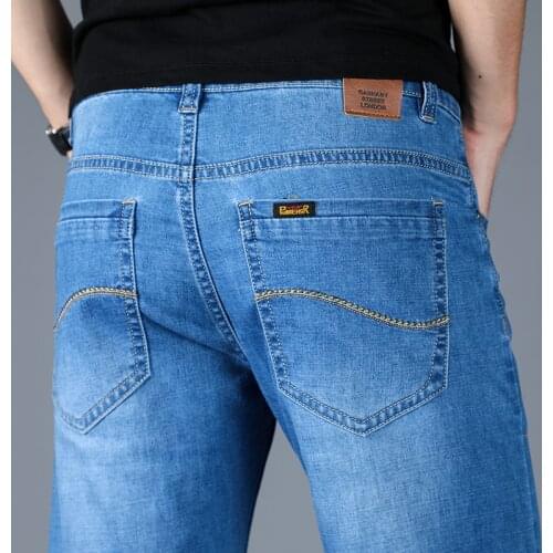 2021 Big Size Summer New Men Business Denim Shorts Fashion Casual Stretch Slim Blue Thin Short Jeans Male