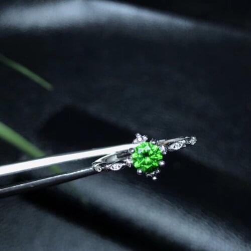 New store welfare natural diopside ring wholesale 925 silver Siberia emerald color positive