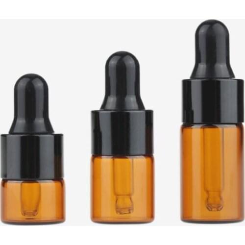 1ml 2ml 3ml Amber glass dropper bottles w/Black cap,Essential Oil Bottle, Small Perfume Sampling Storage Vials LX3995
