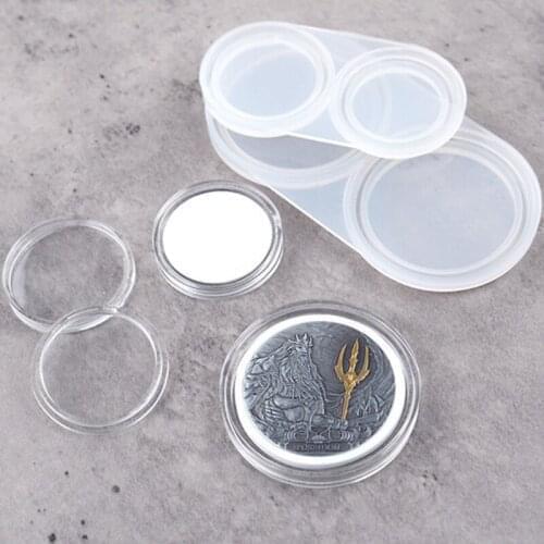 T84A Handmade Coin Capsules Resin Mold with 200 Foam Gasket Coin Storage Box Epoxy Casting Mould Coin Collection Craft Tools