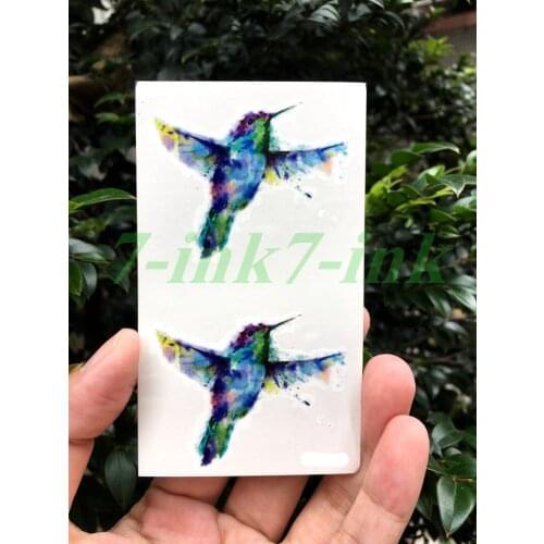 Water Transfer fake tattoo color blue Hummingbird bird tatoo Waterproof Temporary Tattoo flash tatto for kids adults 10.5*6cm