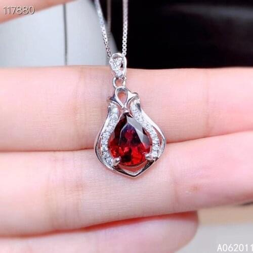 KJJEAXCMY fine jewelry natural garnet 925 sterling silver exquisite girl new pendant necklace chain support test