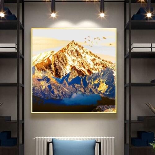 Oil Painting on Canvas Art Posters and Prints Wall Art Painting Abstract Golden Mountain Pictures for Living Room Cuadors Decor