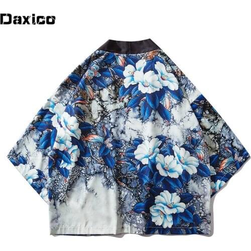 Japanese Kimono Cardigan Men Japanese Obi Male Yukata Mens Haori Japanese Samurai Clothing Man Streetwear Shirt Sun Protection