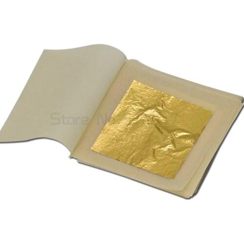 KiWarm 50Pcs 24 K Genuine Edible Gold Foil Leaf For Cooking Food Cake Decoration Art Work Gilding Face Beauty Care 4.33X4.33cm