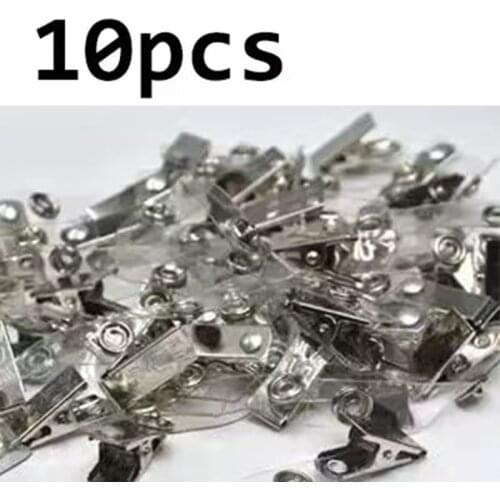 Pack of 10 Pcs Metal High Quality Cardholder Clips with Clear Vinyl Straps/snaps for Id Badge Holder Clip