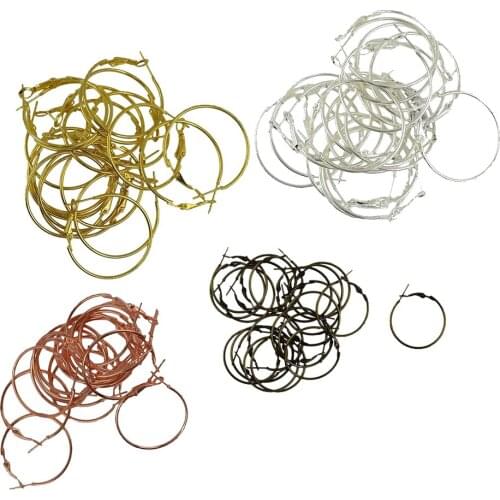 80pcs Plain 30mm Round Circle Shaped Hoop Wire Earring Findings Brass Metal