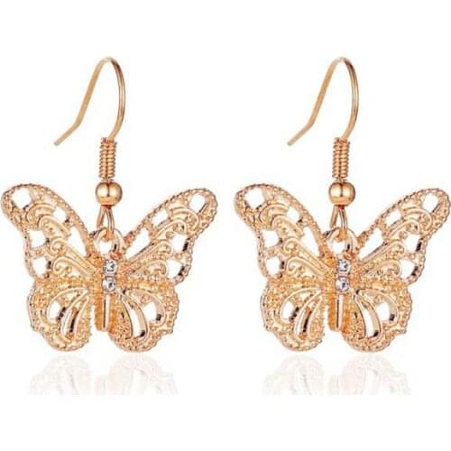 Fashion Bohemian Punk Earrings Jewelry Gold Color Heart Butterfly Shape Dangle Earrings Drop Earring Gift For Women Girl