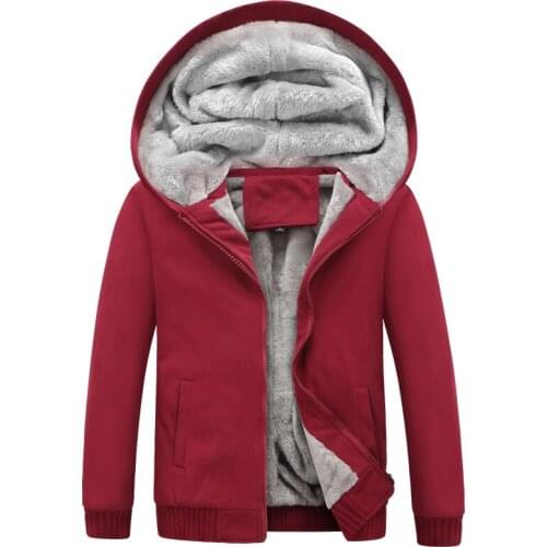 2020 Winter Men Clothes Coat Warm Thicken Fleece Solid Color Jacket Zipper Hooded Casual Men Cardigan Leisure Cotton Coat