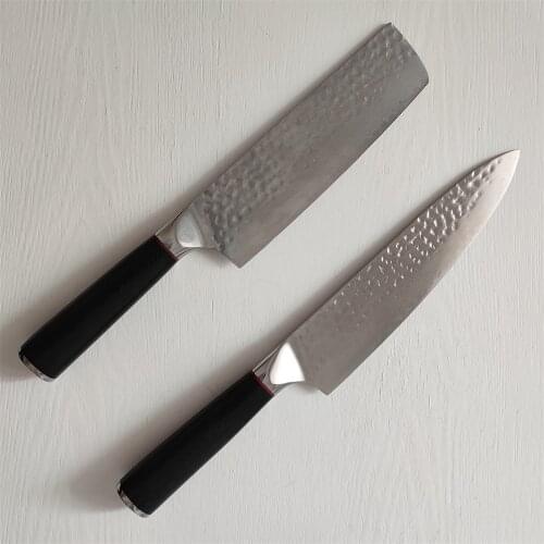 Handmade Hammer Blade Knives Set 7 inch Nakiri 8 inch Chef Knife