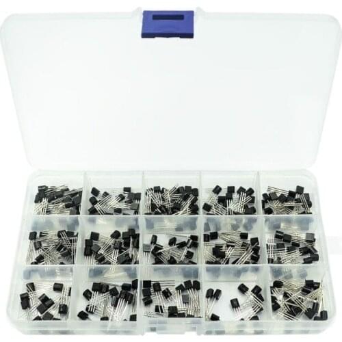 300Pcs 15 Value x 20 Pcs Transistor TO-92 Assortment Box Kit Transistors S9012 S9013 S9014 S8050 S8550 2N3904 2N3906 BC327 BC337