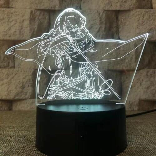 Attack On Titan Cosplay 3D Living Room Decoration Usb Led Table Lamp For Bedroom Manga Anime Neon Light