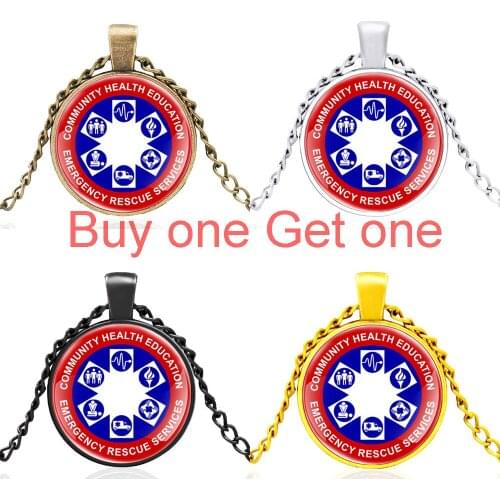 Emt Ambulance Technician Community Health Education Glass Cabochon Pendant Necklace Jewelry Men Women Choker Accessories