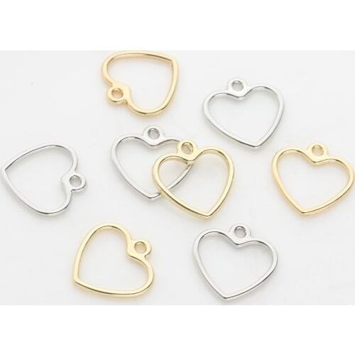 20pcs/lot 12MM Zinc Alloy Gold Mini Sweet Hollow Love Heart Shape Charms for DIY Earrings Jewelry Making Accessories