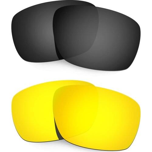 HKUCO Polarized Replacement Lenses For Tinfoil Carbon Sunglasses Black/Gold 2 Pairs