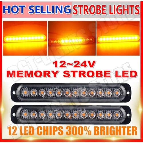 Warning Car Trailer Truck Motorcycle side marker light amber 12V/24V 12Led Emergency Beacon Flash Strobe Turn Light Bar