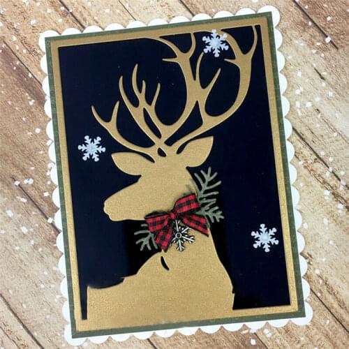 Christmas Deer Frame Metal Cutting Dies Scrapbooking Embossing Album Card Crafts