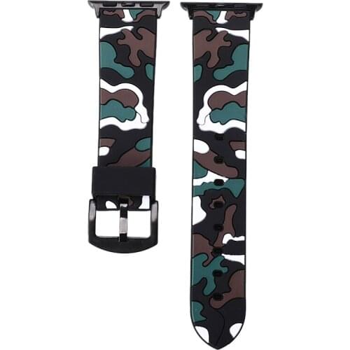 Camo Watch Strap For Smart Watch 4 38-40mm 42-44mm Silicone Watchband Waterproof Replacement Bracelet Wrist Watch Accessories