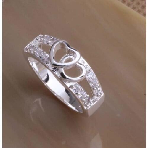 JZ-AR042 Silver Color 925 Jewelry Popular Wholesale Fashion Jewelry, Bi-Wring Double Heart /athajkoa Afjaiwqa