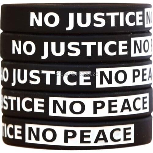 300pcs No Justice No Peace Silicone Wristband Bracelet Free Shipping By DHL