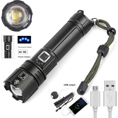 Rechargeable LED Flashlight 18650 USB Camping Light Torch Lantern Hunting Lamp Hand Light USB For Hiking Outdoor Tool