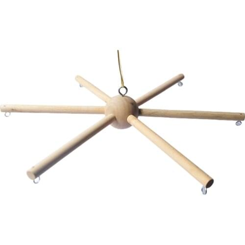 T5EC Wood Baby Mobile Hanger Baby Crib Mobile Hanger Frame Mobile DIY Baby Mobile Holder In Natural Wood Crib Bell