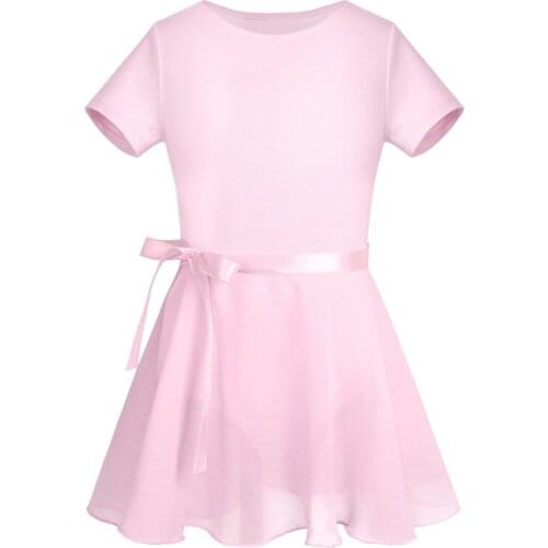 TiaoBug Kids Cotton Ballet Tutu Dress Ballerina Dance Leotard Chiffon Tied Ballet Skirt Girls Gymnastics Leotard Set Dance Wear