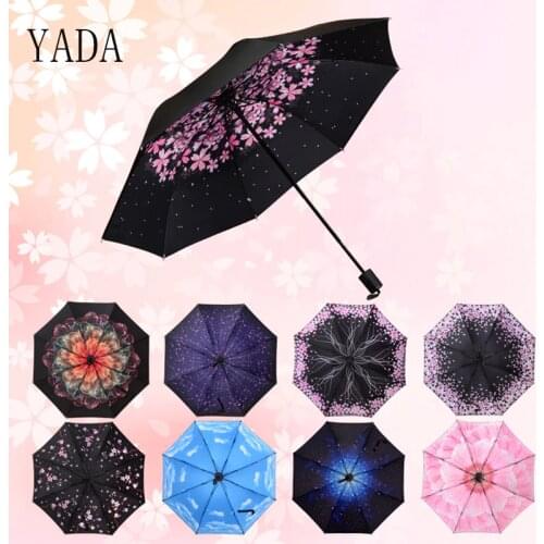 YADA Design Cherry blossoms flower Umbrellas Folding Rainy Children Umbrella For Women Girls Boys UV Lovely Umbrella YD200067