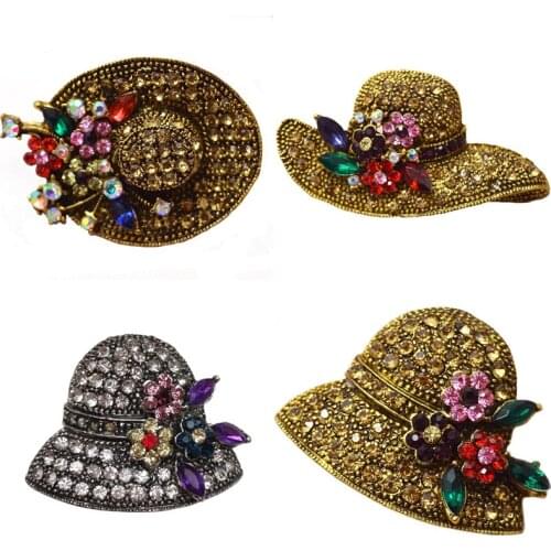 CINDY XIANG Vintage Rhinestone Hat Brooches for Women Fashion Dress Exquisite Brooch Pin Fashion Bijouterie Broches High Quality