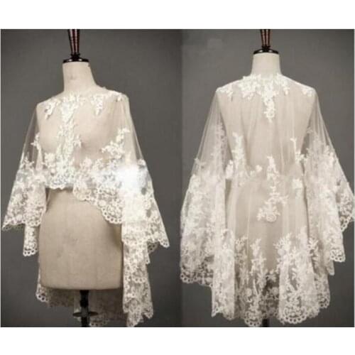 2019 white ivory bride wedding jacket shawl Women Fashion Lace cape bidal New Your Wedding Accessori